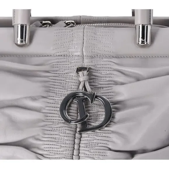 Christian Dior Karenina Handbag North South Tote Gray Leather - Picture 2 of 9